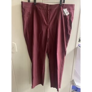 LANE BRYANT 20 NWT Burgundy Solid Mid Rise 4-Season Slim Ankle Pants Women